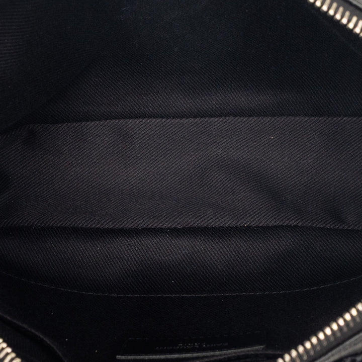 Saint Laurent Woven Raffia et Cuir Lou Sac caméra
