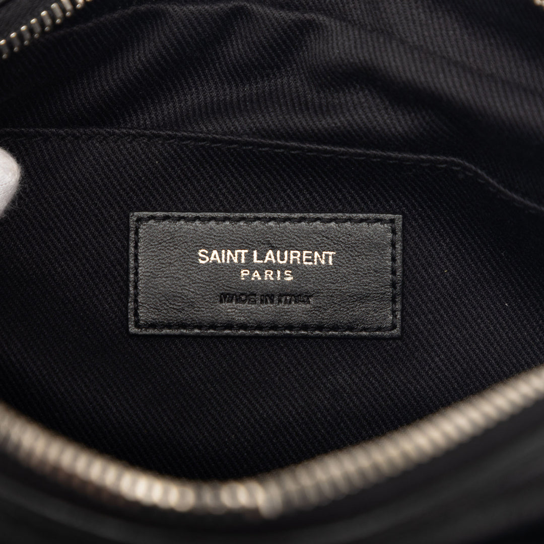 Saint Laurent Woven Raffia et Cuir Lou Sac caméra
