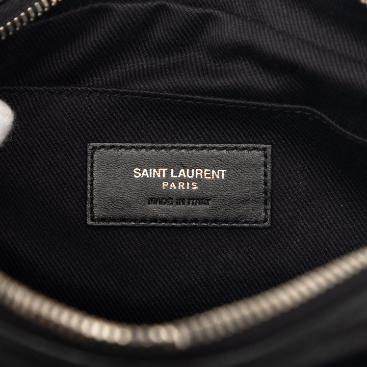 Saint Laurent Woven Raffia et Cuir Lou Sac caméra