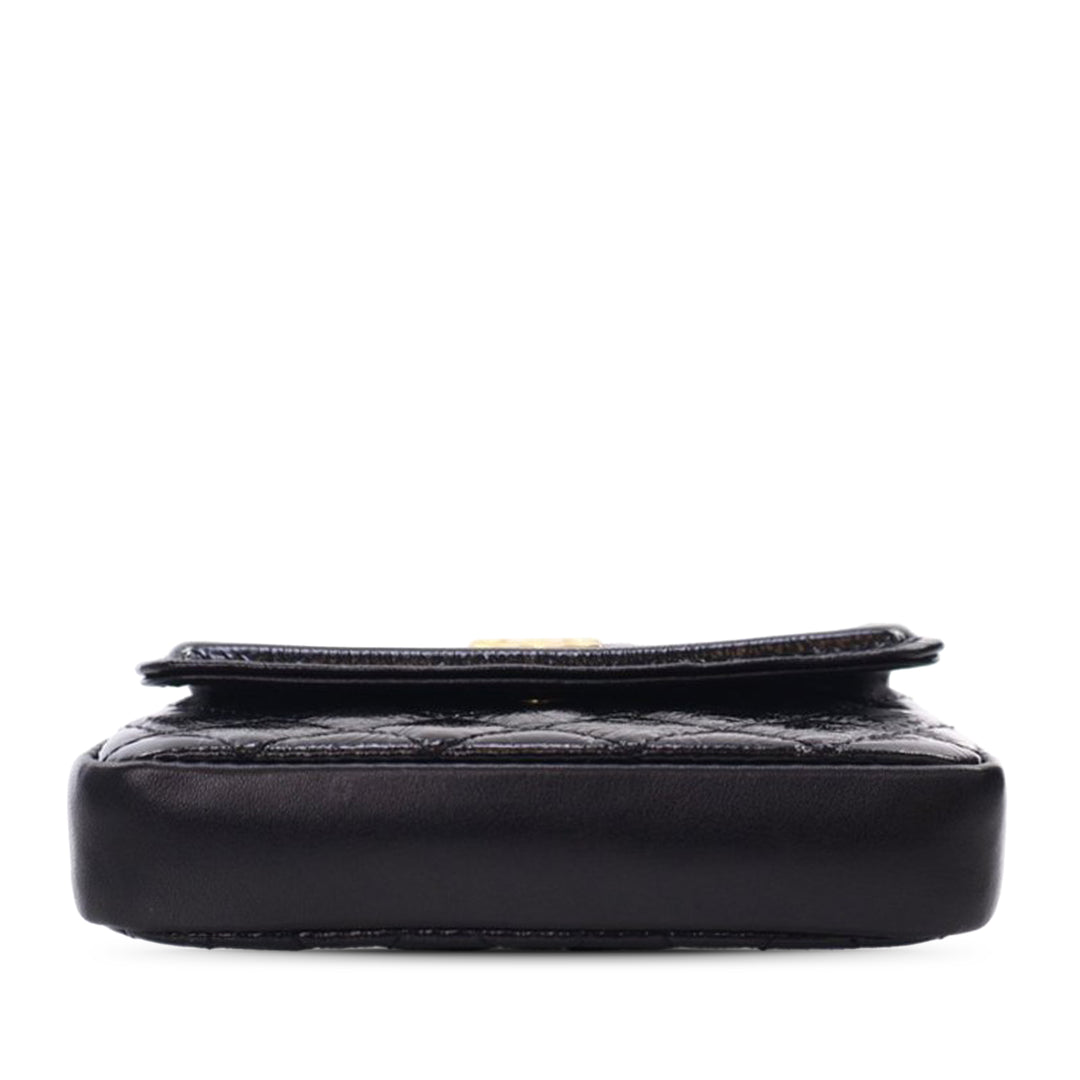 Chanel Quilted Shiny Aged Cuir de veau Waist Belt Bag Noir