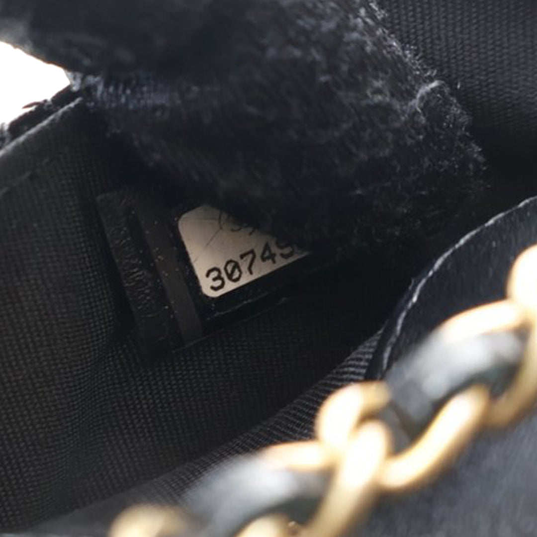 Chanel Quilted Shiny Aged Cuir de veau Waist Belt Bag Noir