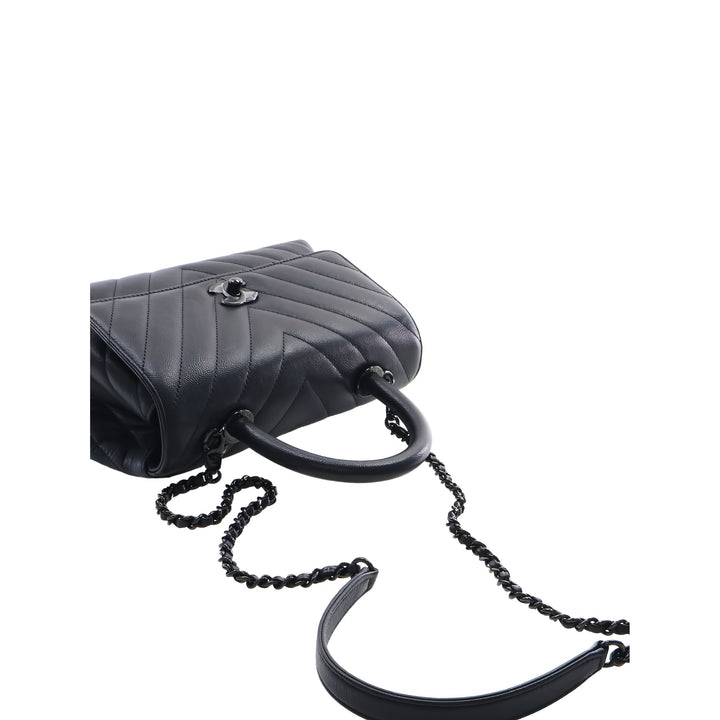 Chanel Sac à main Chevron So Coco à Petit Cuir caviar Noir – vue 15 – GABY PARIS