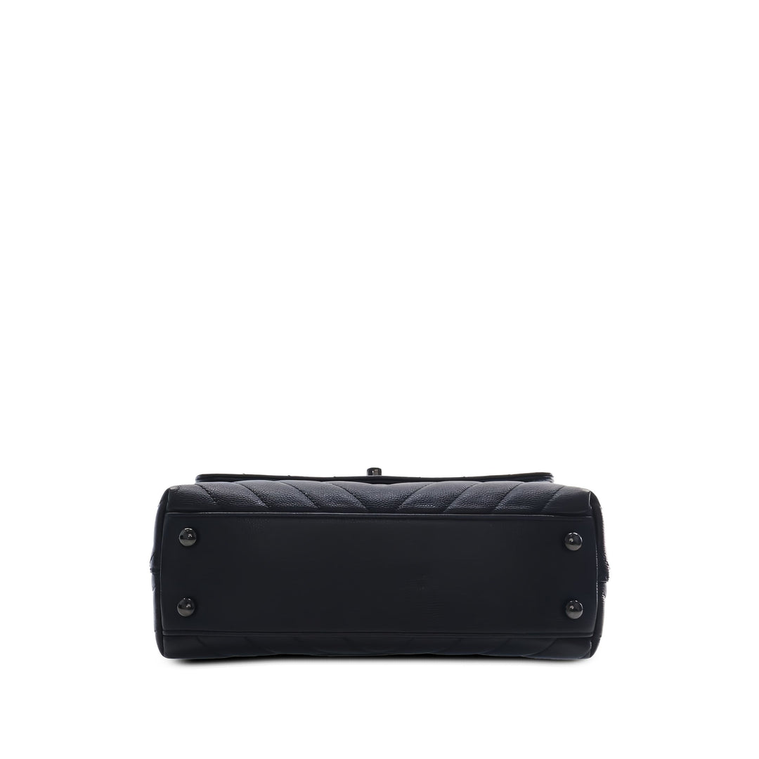 Chanel Sac à main Chevron So Coco à Petit Cuir caviar Noir – vue 3 – GABY PARIS