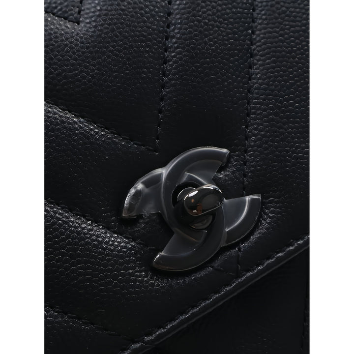 Chanel Sac à main Chevron So Coco à Petit Cuir caviar Noir – vue 5 – GABY PARIS