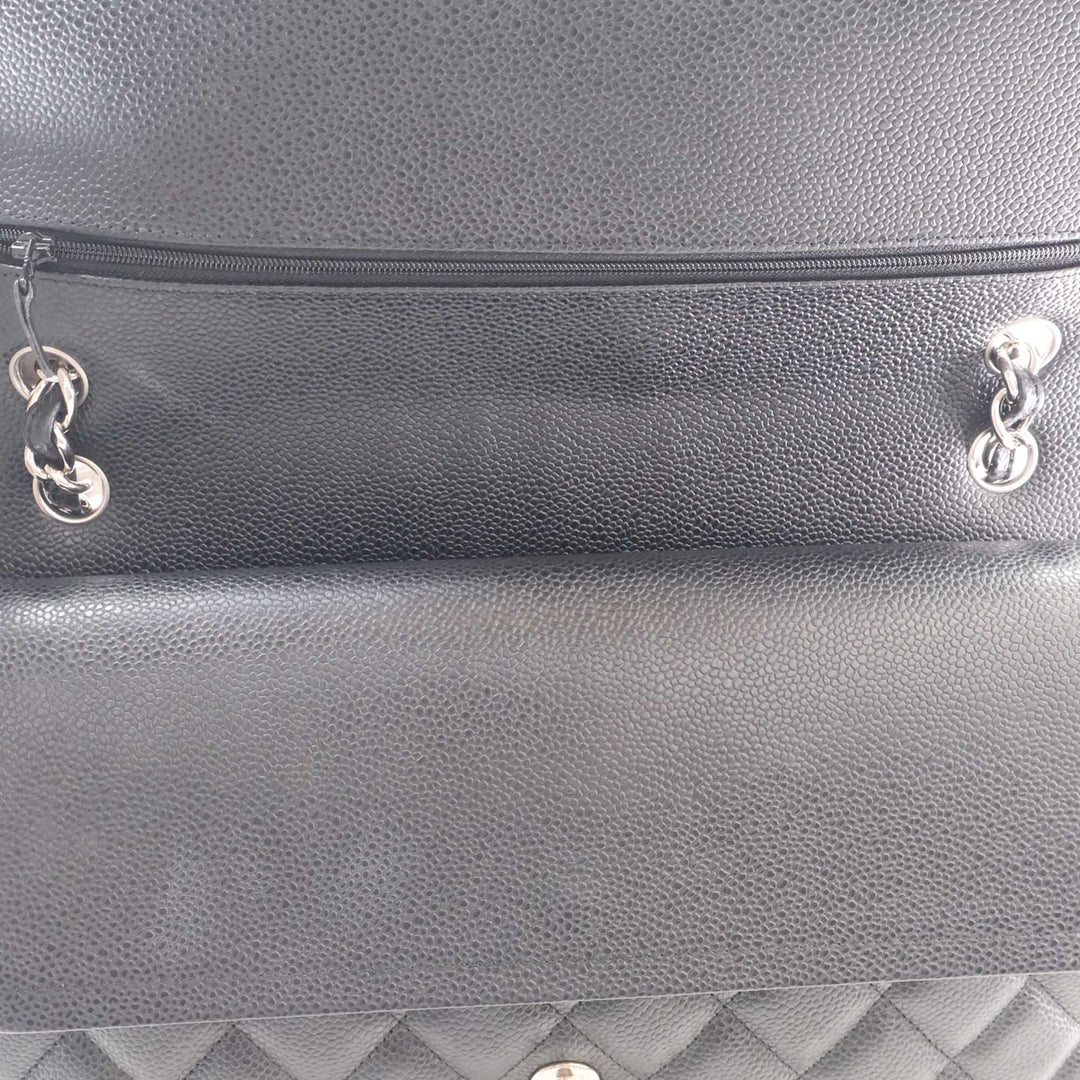 Classic Double rabat Jumbo Cuir caviar Noir