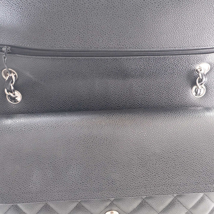 Classic Double rabat Jumbo Cuir caviar Noir