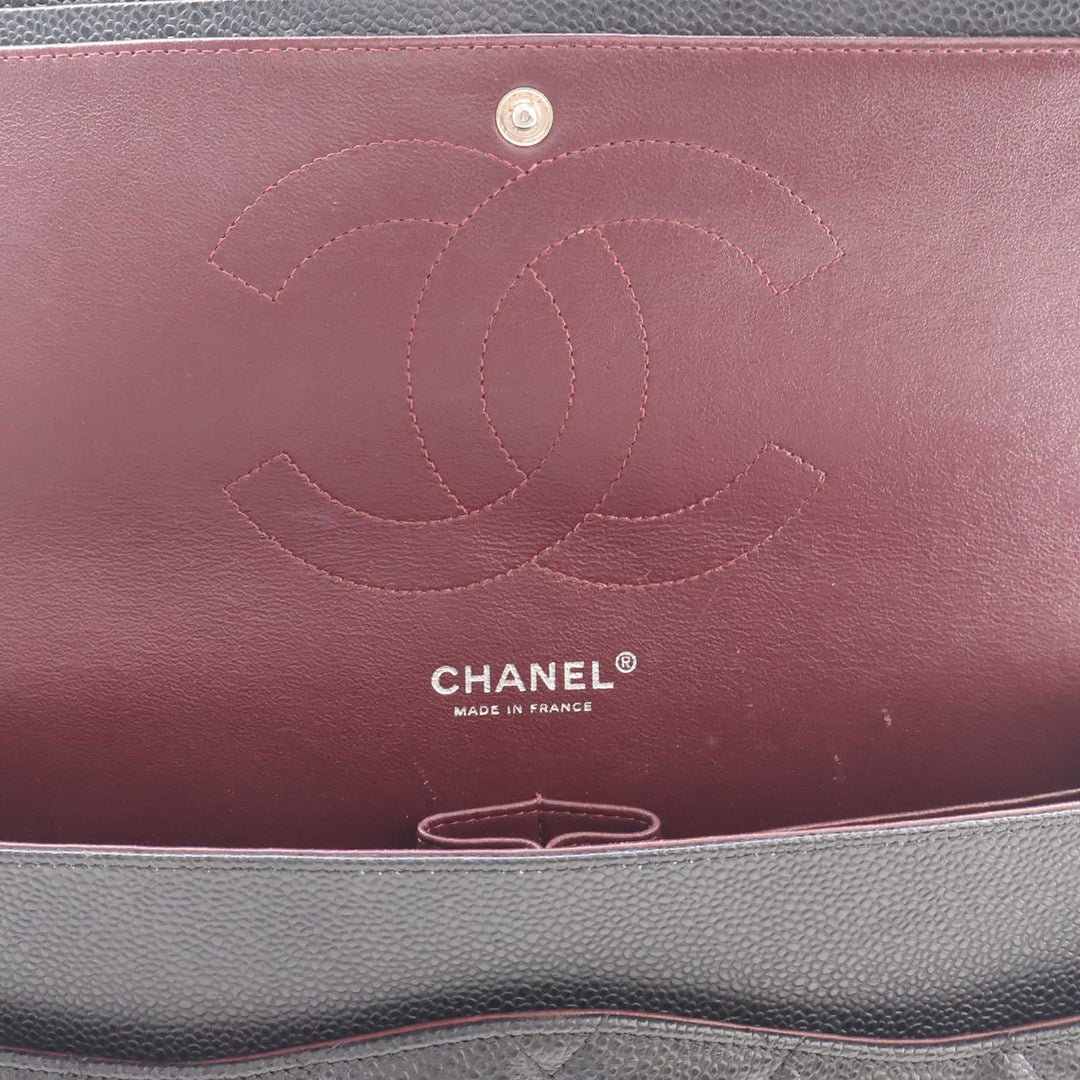 Classic Double rabat Jumbo Cuir caviar Noir