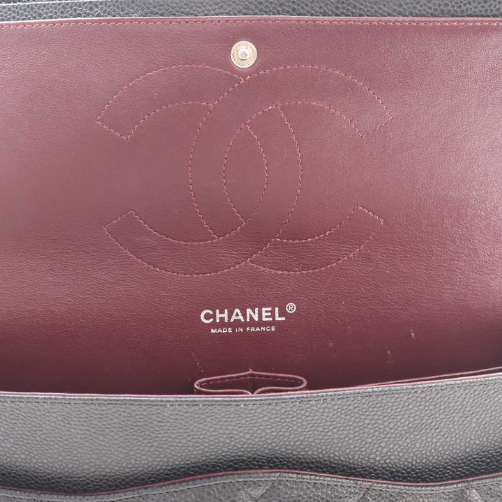 Classic Double rabat Jumbo Cuir caviar Noir