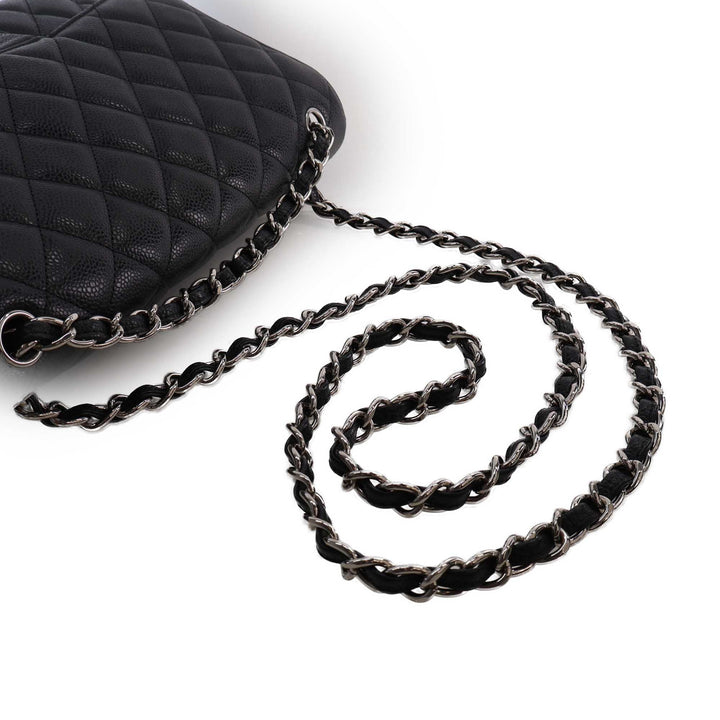 Classic Double rabat Jumbo Cuir caviar Noir