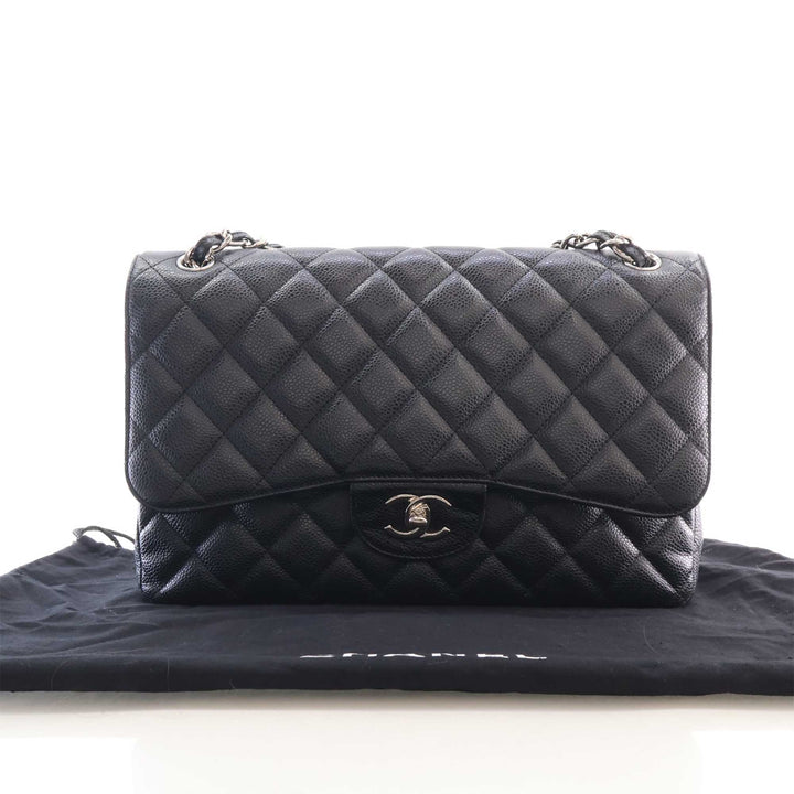 Classic Double rabat Jumbo Cuir caviar Noir