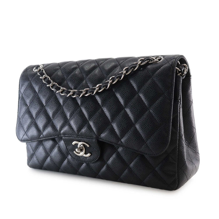 Classic Double rabat Jumbo Cuir caviar Noir