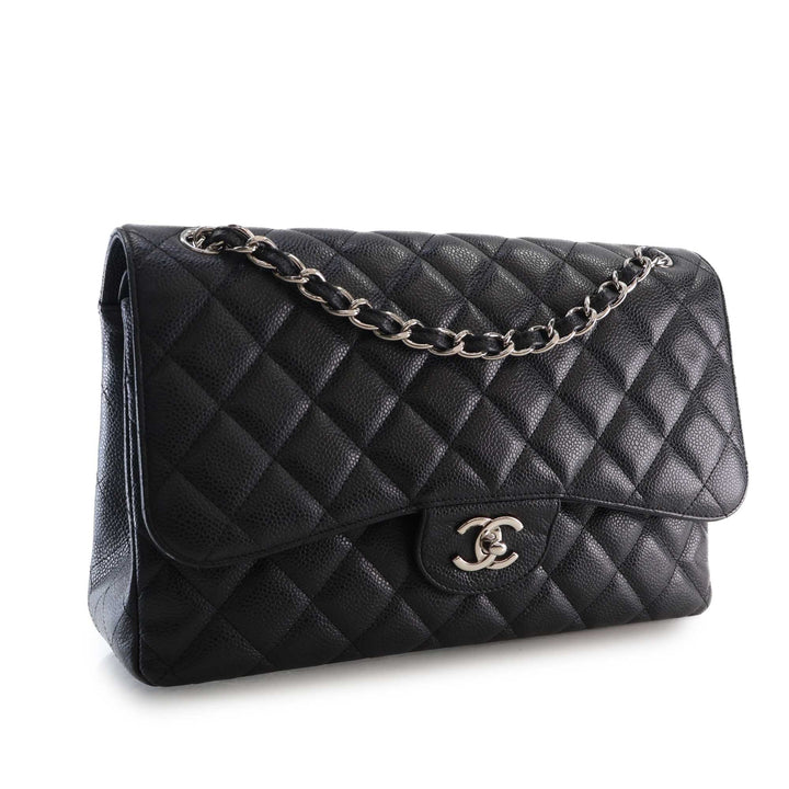 Classic Double rabat Jumbo Cuir caviar Noir