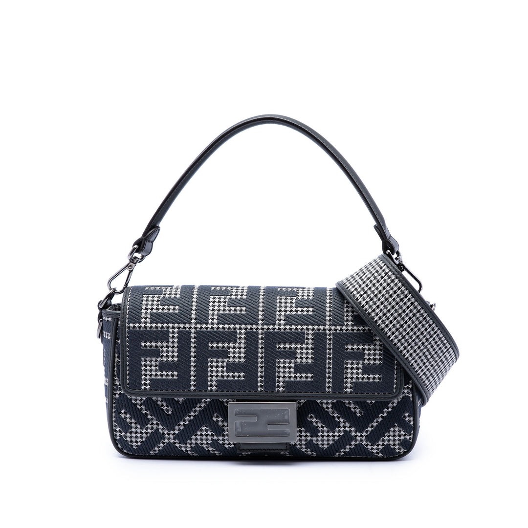 Fendi FF brodé Laine Houndstooth Baguette Sac