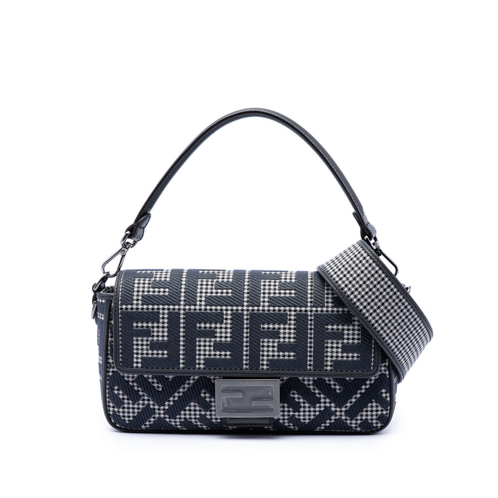 Fendi FF brodé Laine Houndstooth Baguette Sac