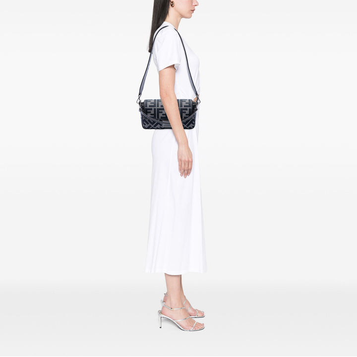 Fendi FF brodé Laine Houndstooth Baguette Sac