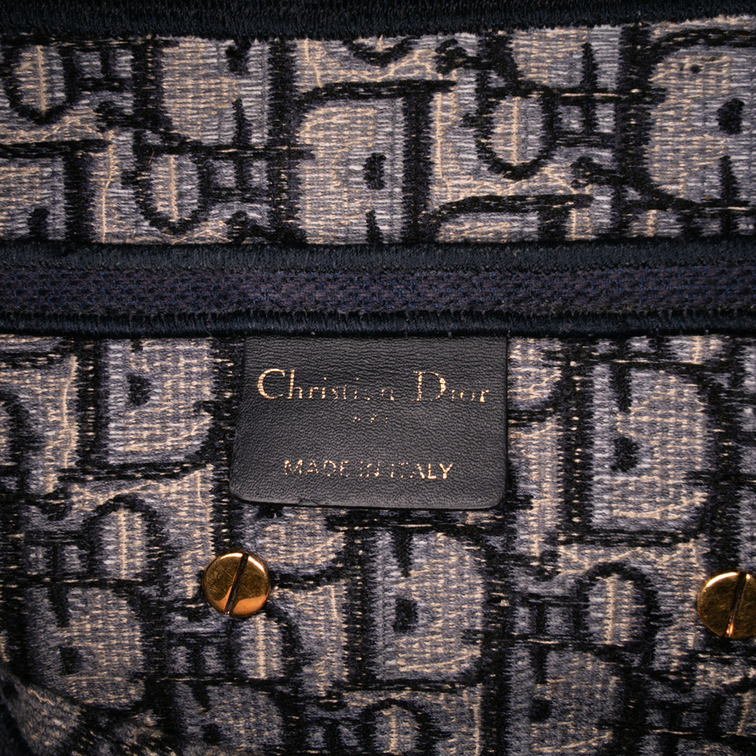 Dior Oblique Embroidered Toile Saddle Bag Bleu