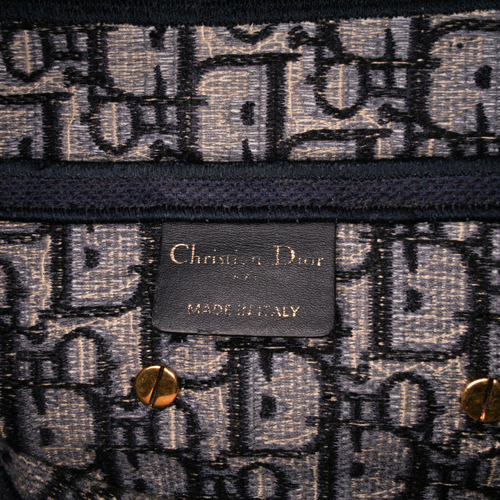 Dior Oblique Embroidered Toile Saddle Bag Bleu
