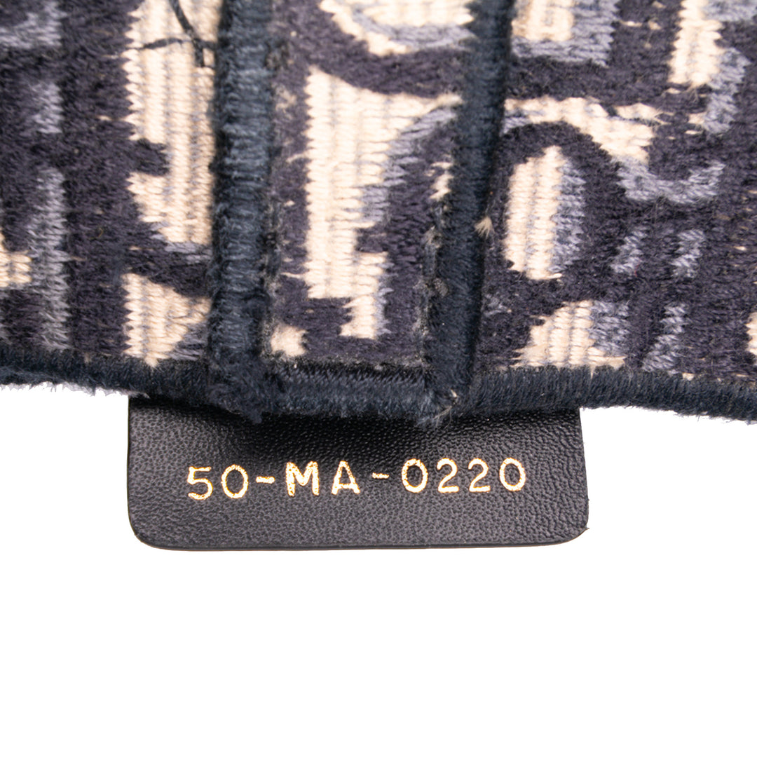 Oblique Canvas Embroidered Saddle Bag Blue - Gaby Paris