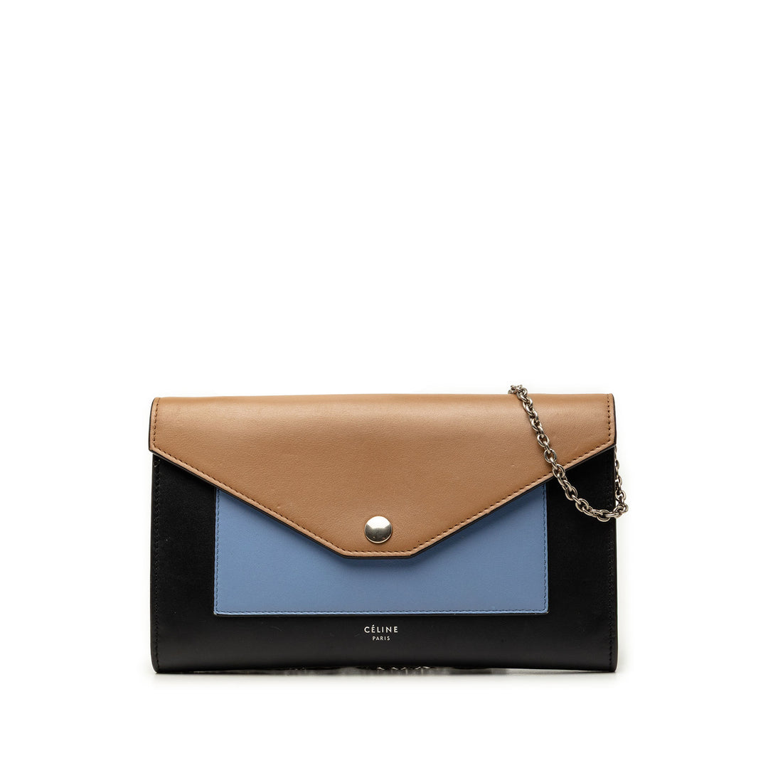 Celine Sac bandoulière Tricolore Poche Enveloppe Wallet on Chain Noir – vue principale – GABY PARIS