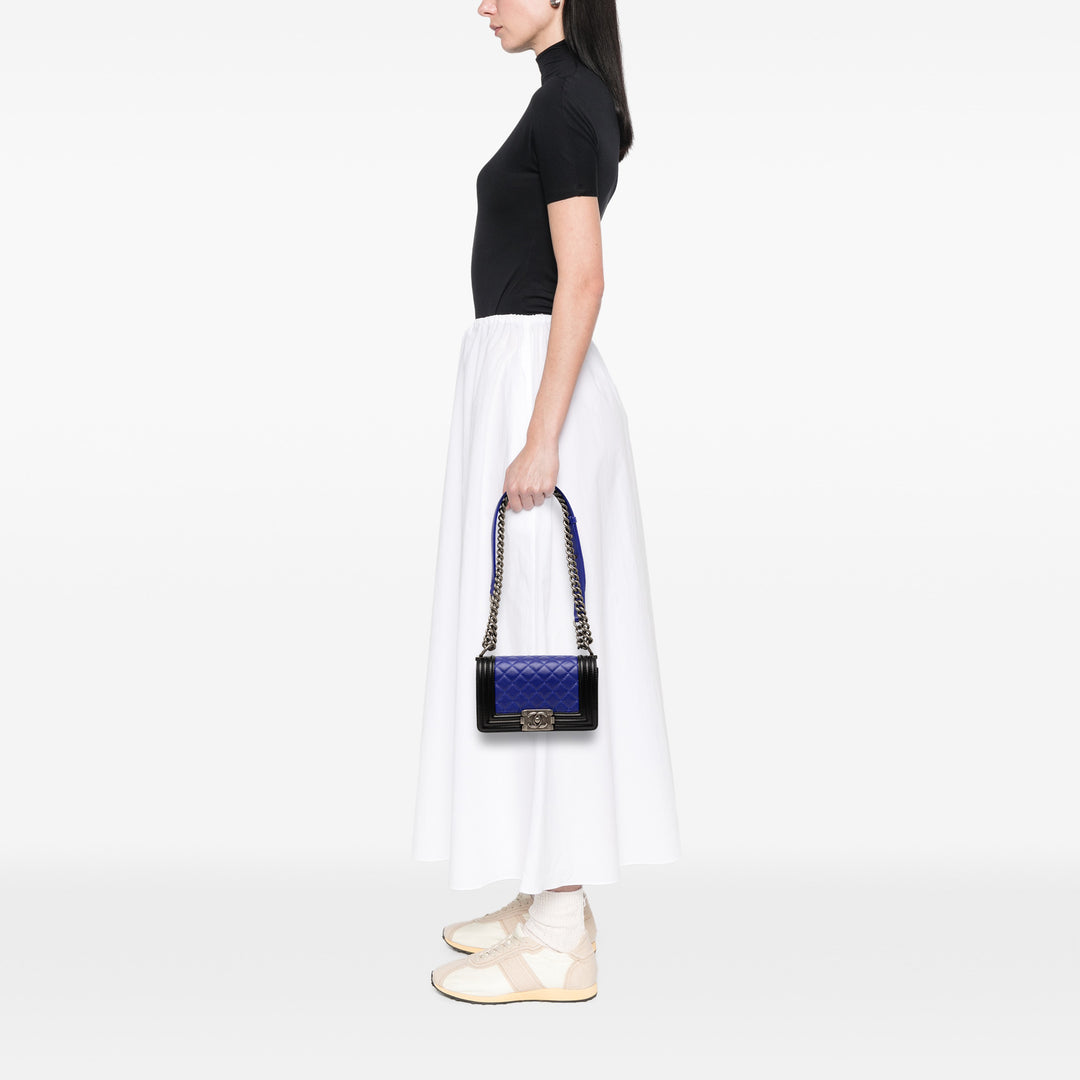 Chanel Bicolore Boy à rabat Petit Cuir d'agneau