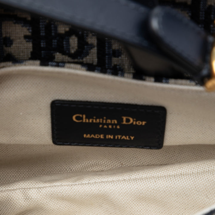 Dior Mini Oblique Toile Saddle Sac