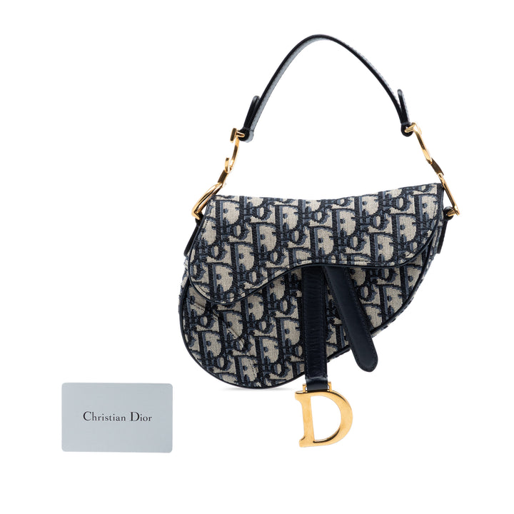 Dior Mini Oblique Toile Saddle Sac