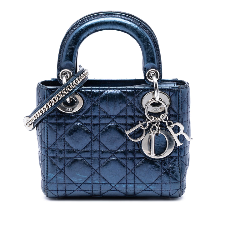 Dior Mini Metallic froissé Cuir d’agneau Cannage Lady Dior