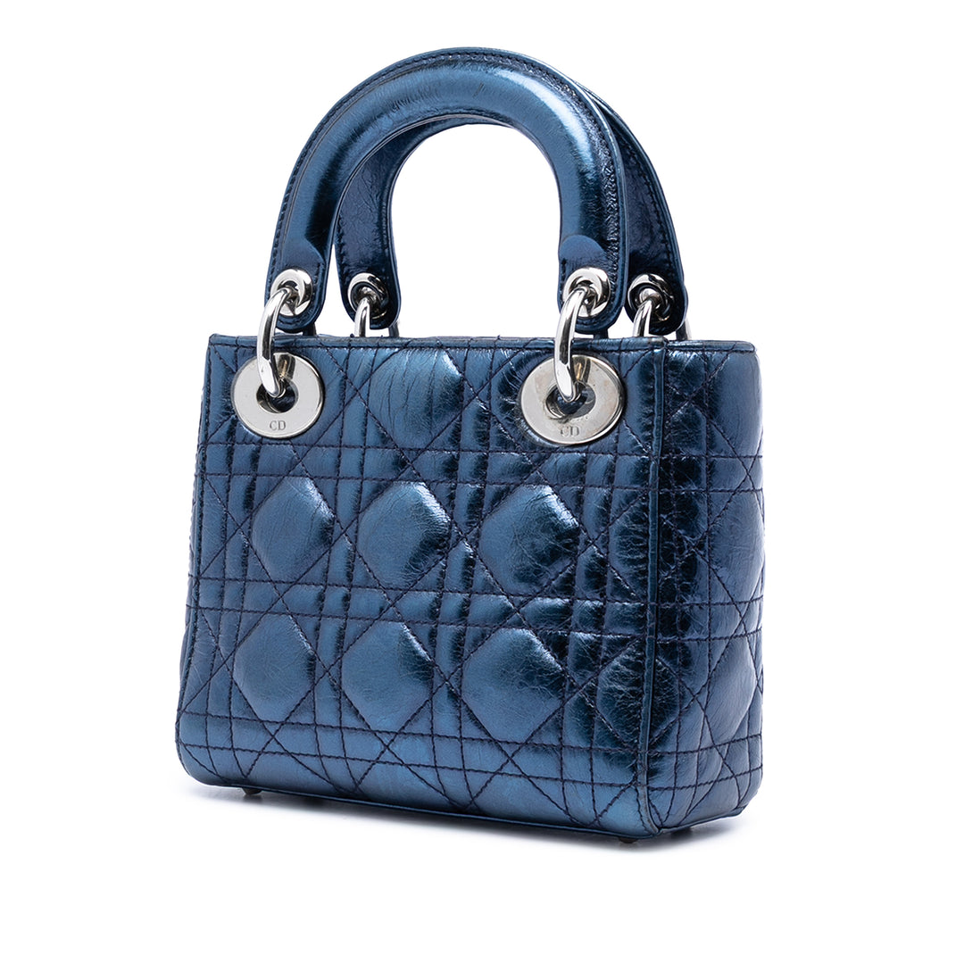 Dior Mini Metallic froissé Cuir d’agneau Cannage Lady Dior