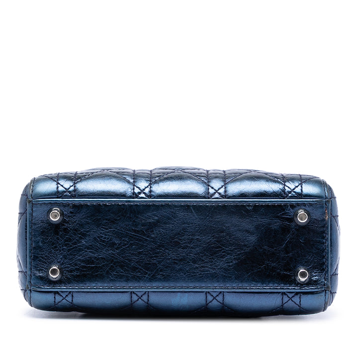 Dior Mini Metallic froissé Cuir d’agneau Cannage Lady Dior