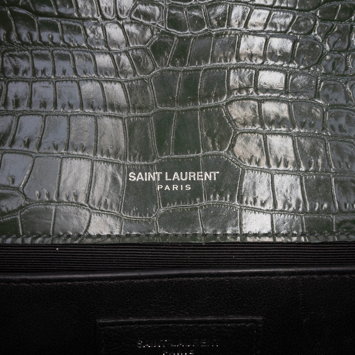 Croc embossé Kate Pompon Sac Moyen Vert