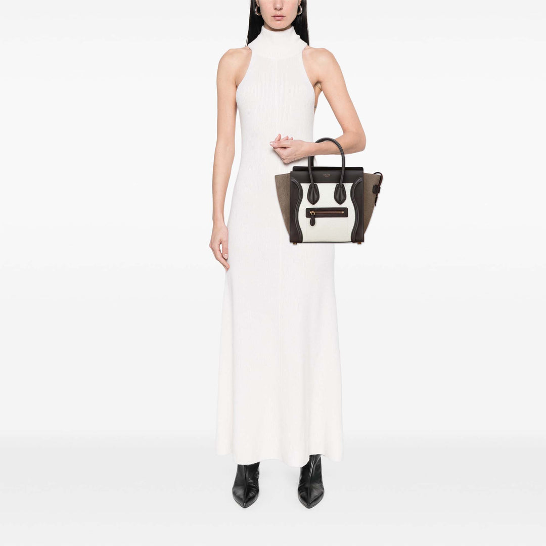 Celine Micro Tricolor Nubuck and Cuir de veau Luggage Cabas Blanc – GABY PARIS Authentique