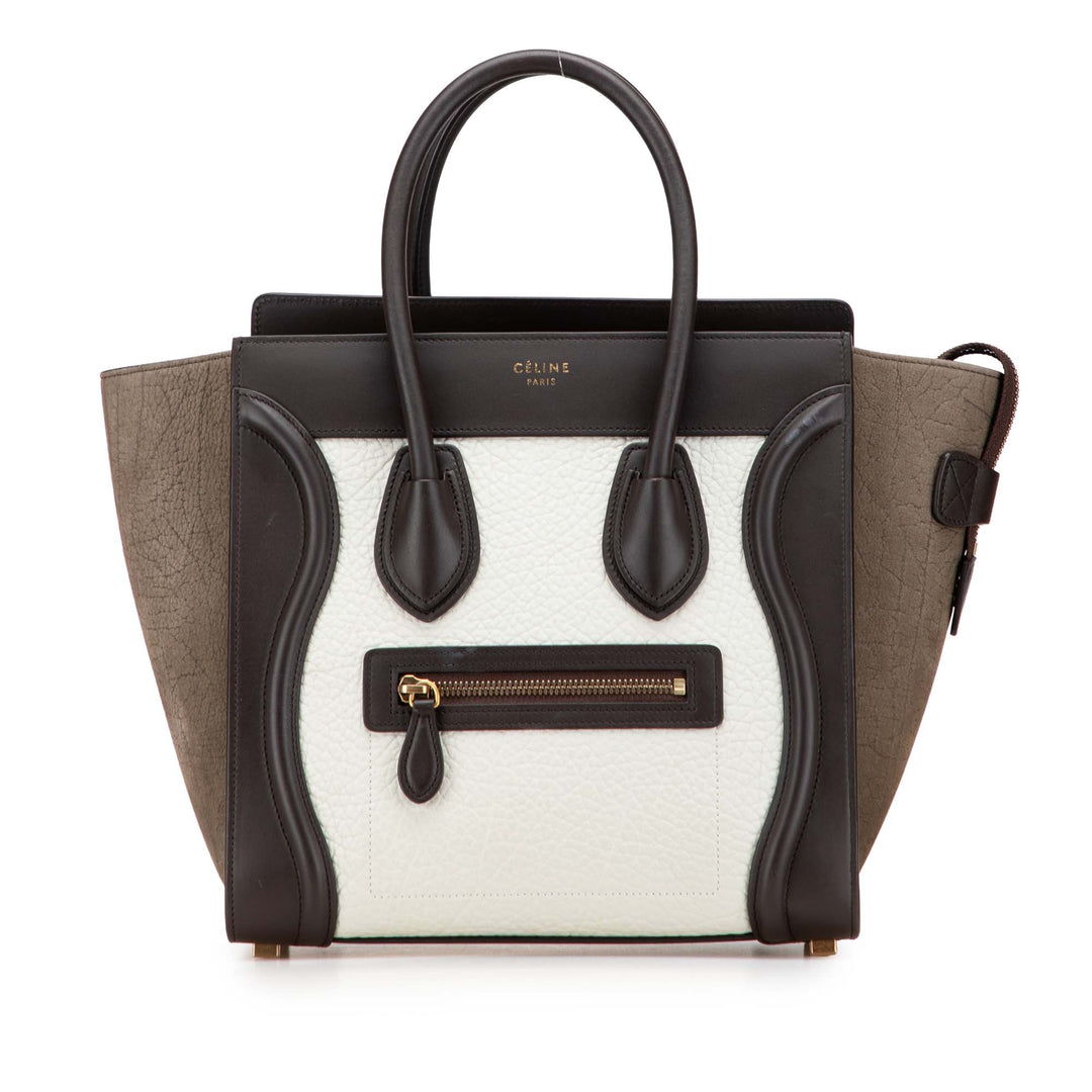 Celine Micro Tricolor Nubuck and Cuir de veau Luggage Cabas Blanc – GABY PARIS Authentique