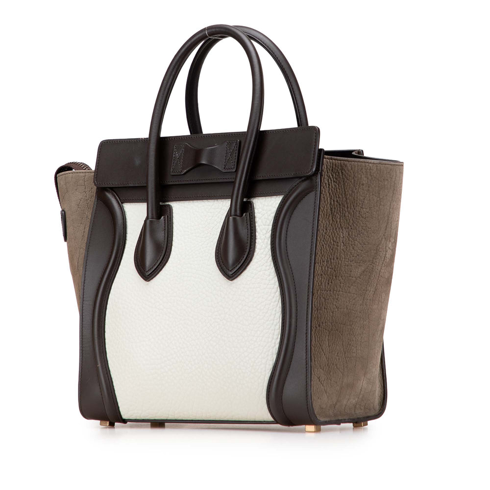 Celine Micro Tricolor Nubuck and Cuir de veau Luggage Cabas Blanc – GABY PARIS Authentique