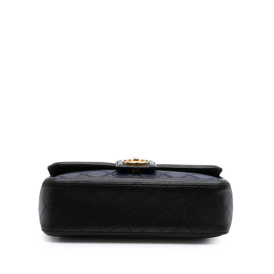 Medium Bicolor Quilted Lambskin Elegant CC Flap Blue - Gaby Paris