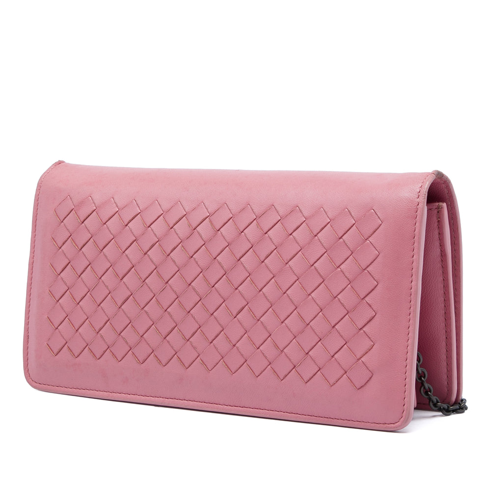 Bottega Veneta Sac bandoulière Intrecciato Continental Wallet on Chain nappa Rose – vue 2 – GABY PARIS