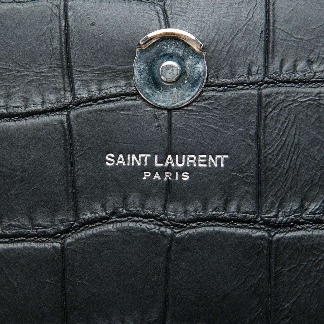 Saint Laurent Small Croc embossé Cuir Monogram Kate Pompon Sac porté croisé