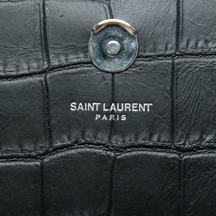 Saint Laurent Small Croc embossé Cuir Monogram Kate Pompon Sac porté croisé