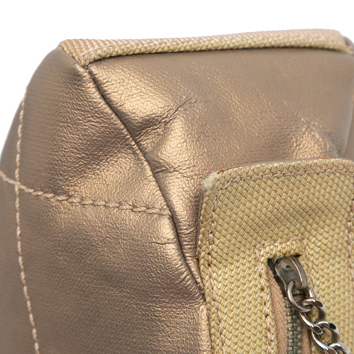 Paris Biarritz Quilted Metallic Coated Canvas Cosmetic Pouch Gold - Gaby Paris