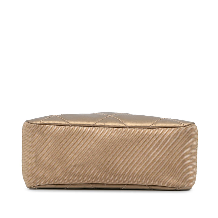 Paris Biarritz Quilted Metallic Coated Canvas Cosmetic Pouch Gold - Gaby Paris