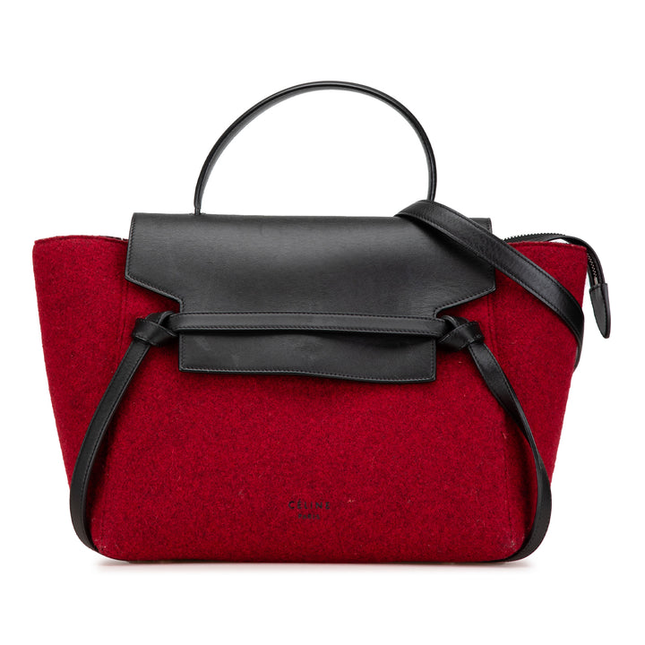 Celine Mini Felt et Cuir de veau Belt Sac cartable