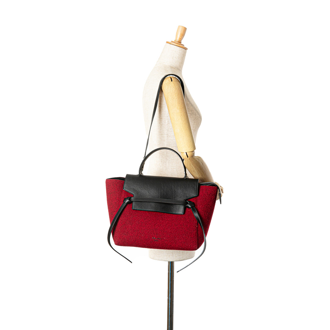 Celine Mini Felt et Cuir de veau Belt Sac cartable