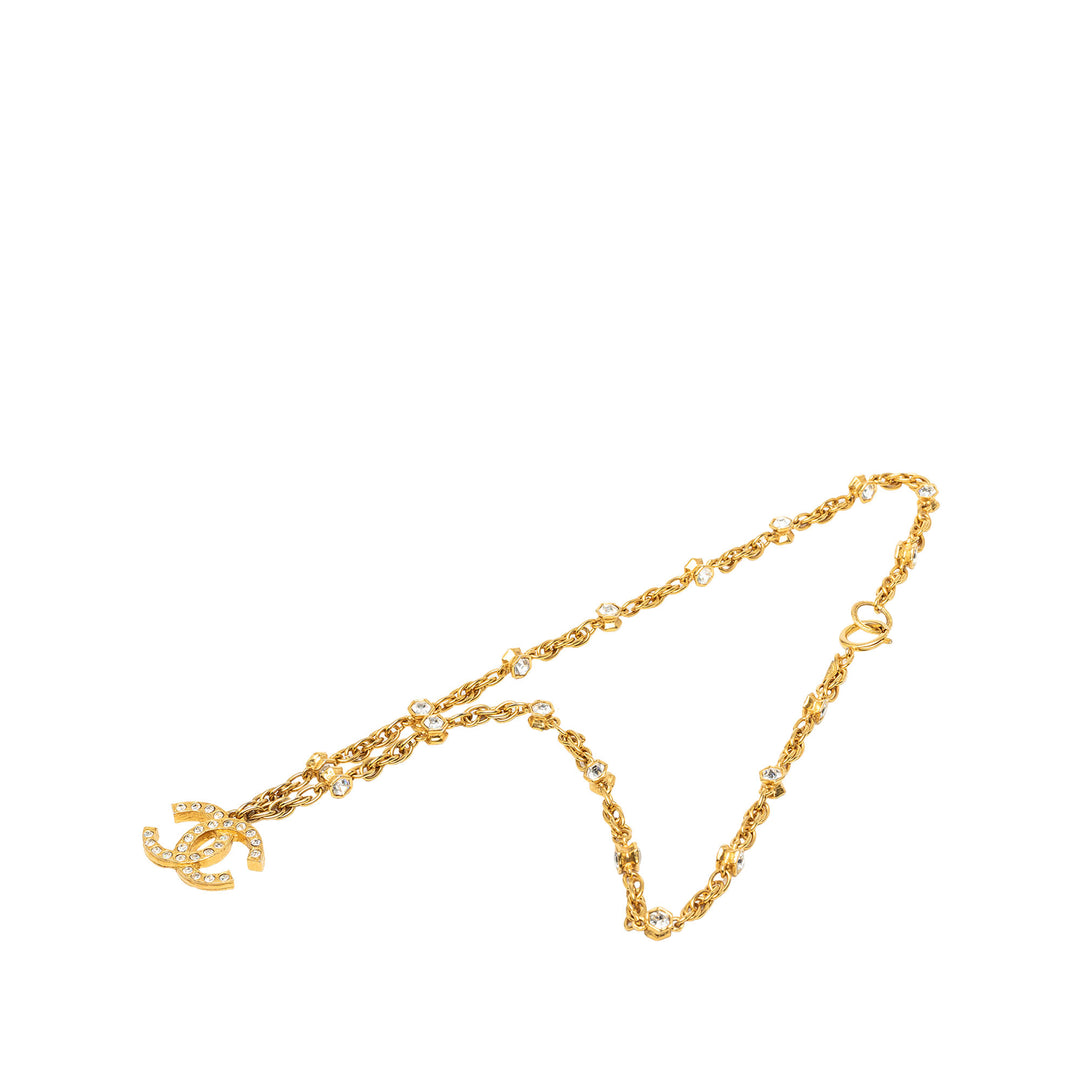 Chanel Collier CC Strass Pendant plaqué or – vue principale – GABY PARIS