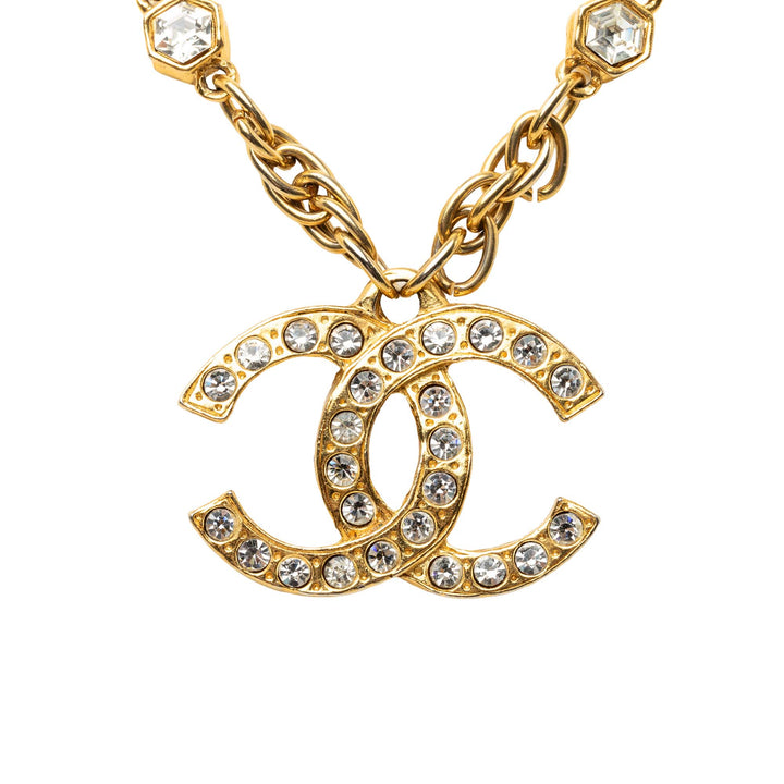 Chanel Collier CC Strass Pendant plaqué or – vue 2 – GABY PARIS