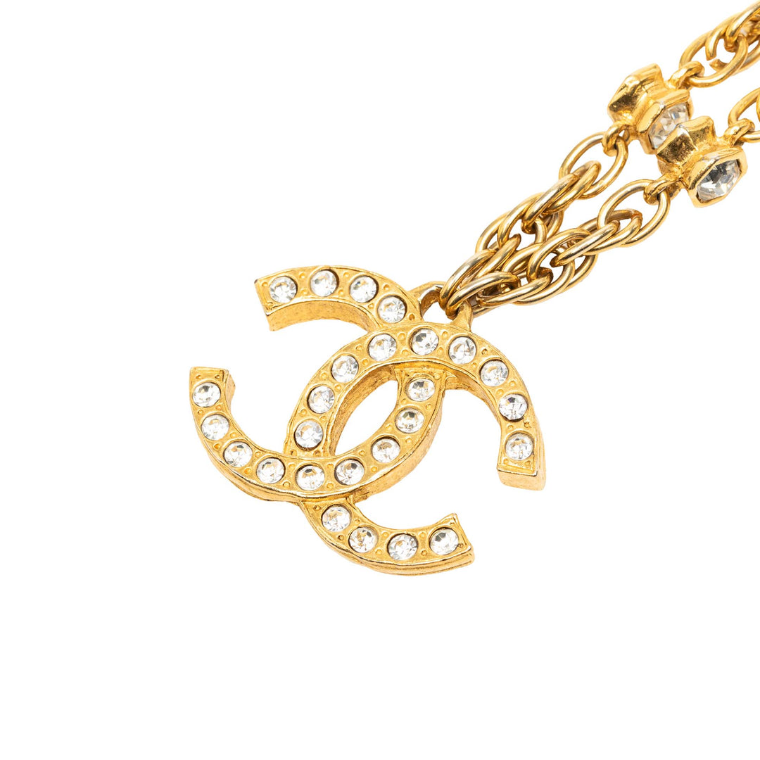 Chanel Collier CC Strass Pendant plaqué or – vue 4 – GABY PARIS