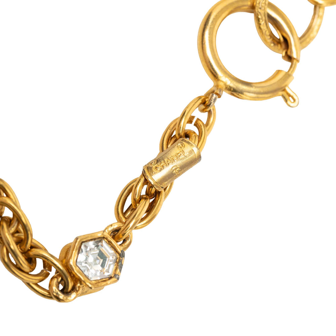 Chanel Collier CC Strass Pendant plaqué or – vue 6 – GABY PARIS