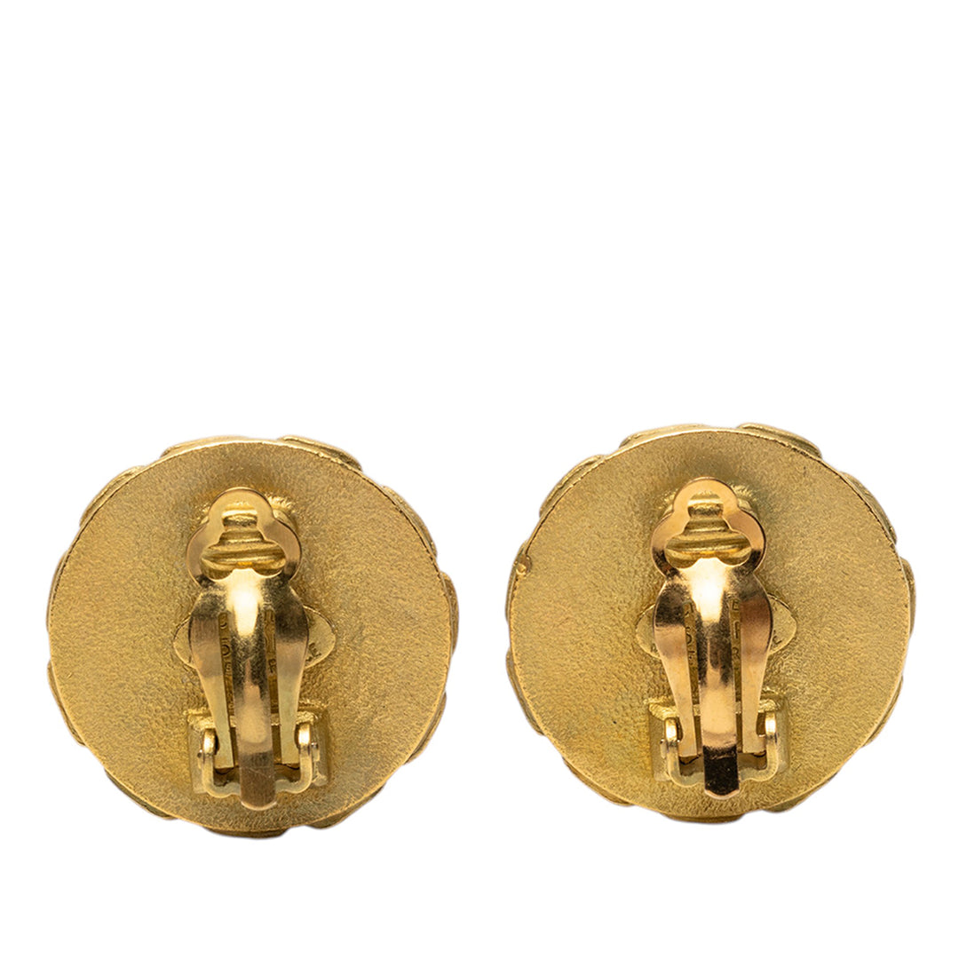 Chanel CC plaqué Resin Chain Rond Clip On Boucles d’oreilles
