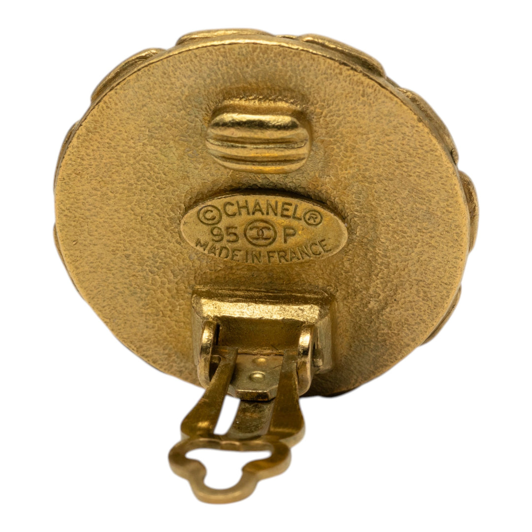 Chanel CC plaqué Resin Chain Rond Clip On Boucles d’oreilles