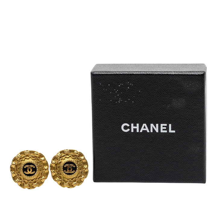 Chanel CC plaqué Resin Chain Rond Clip On Boucles d’oreilles