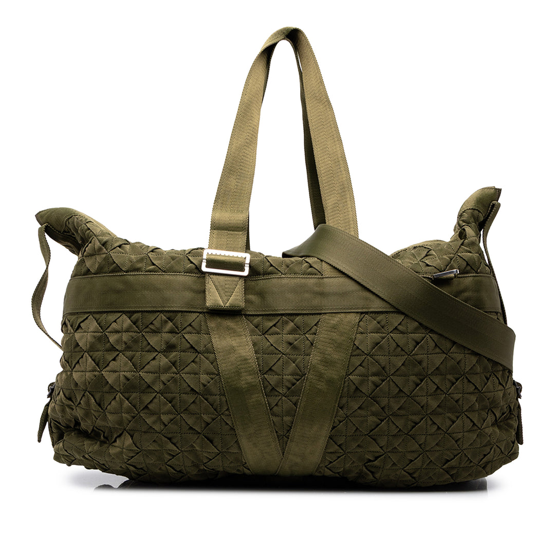 Bottega Veneta Sac de voyage Intrecciato Webbing Cassette Duffle Vert – vue principale – GABY PARIS