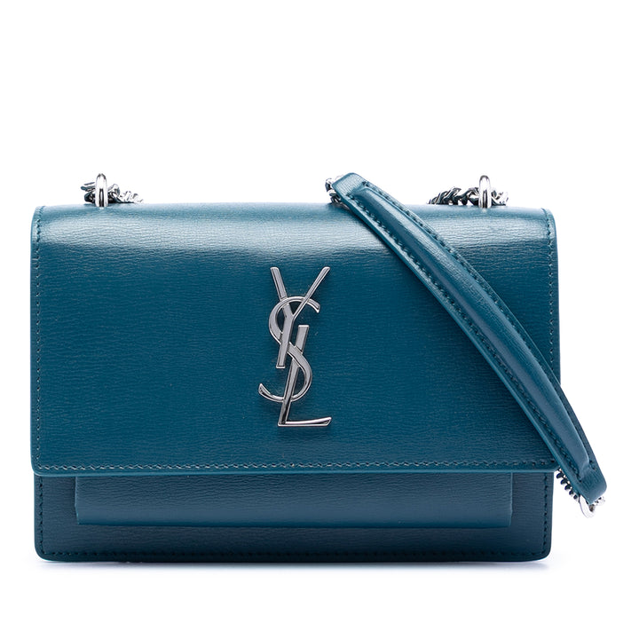 Saint Laurent Mini Cuir de veau Monogram Sunset Wallet on Chain